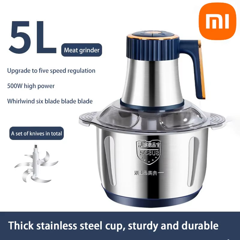 Xiaomi Multi-Function Stainless Steel Blender for Meat Fruits Veggies Food Processors Five-Speed Kitchen Electric Meat Grinder