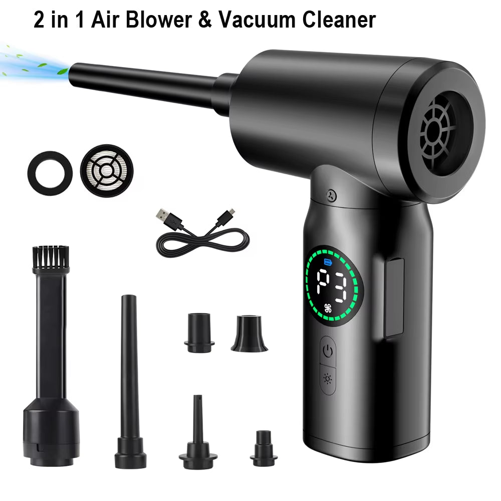 7500Mah Portable Compressed Air Duster Multi Air Blower & Vacuum Cleaner Cordless Duster Blower for Keyboard Computer Cleaning