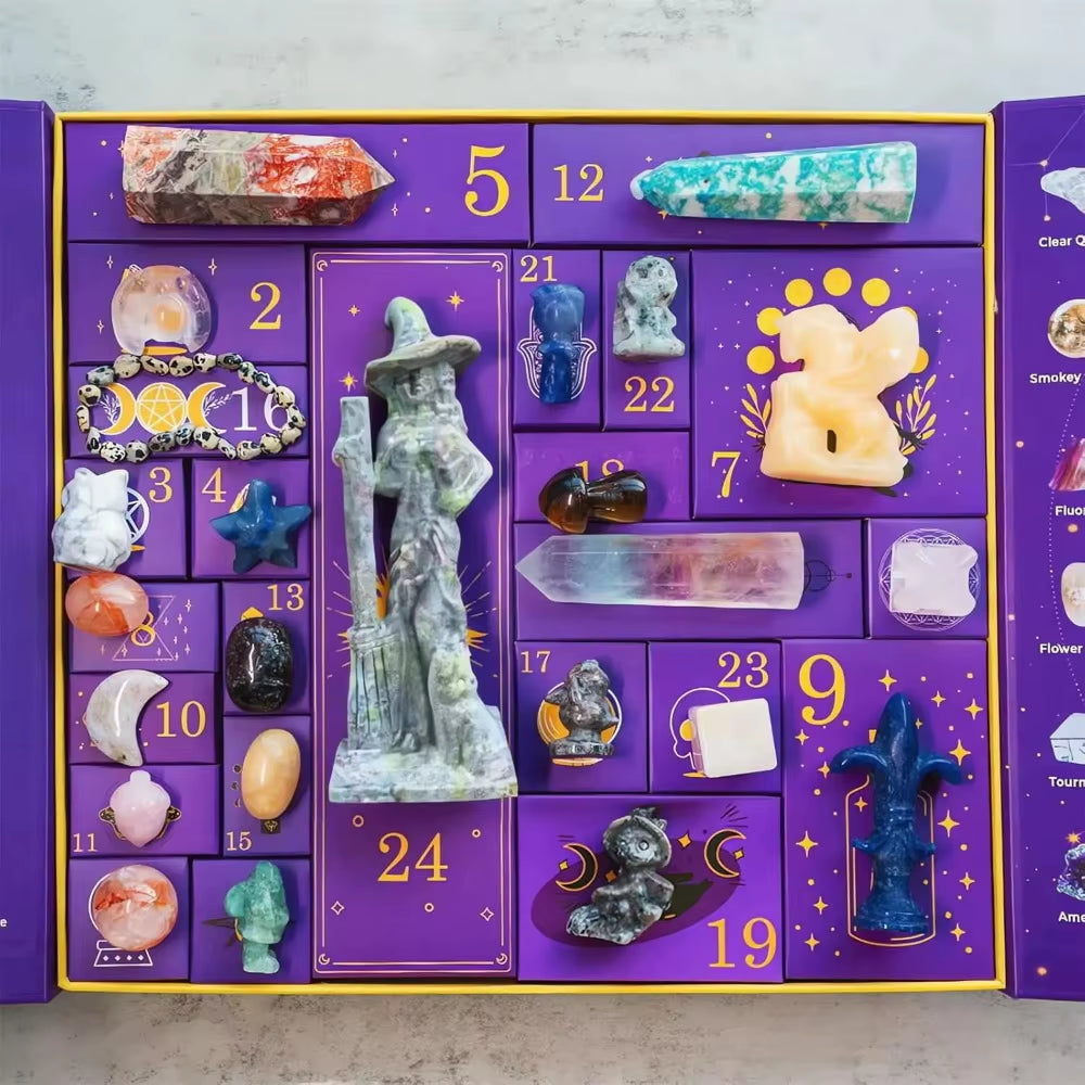 Reiki Crystal Halloween Countdown Gift Box 2025 Exquisite Crystals Stones Collection Halloween Decorations Indoor Halloween Gift