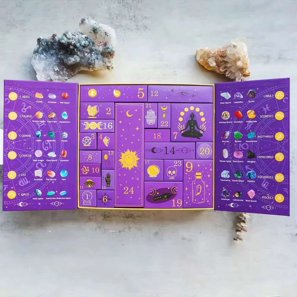 Reiki Crystal Halloween Countdown Gift Box 2025 Exquisite Crystals Stones Collection Halloween Decorations Indoor Halloween Gift