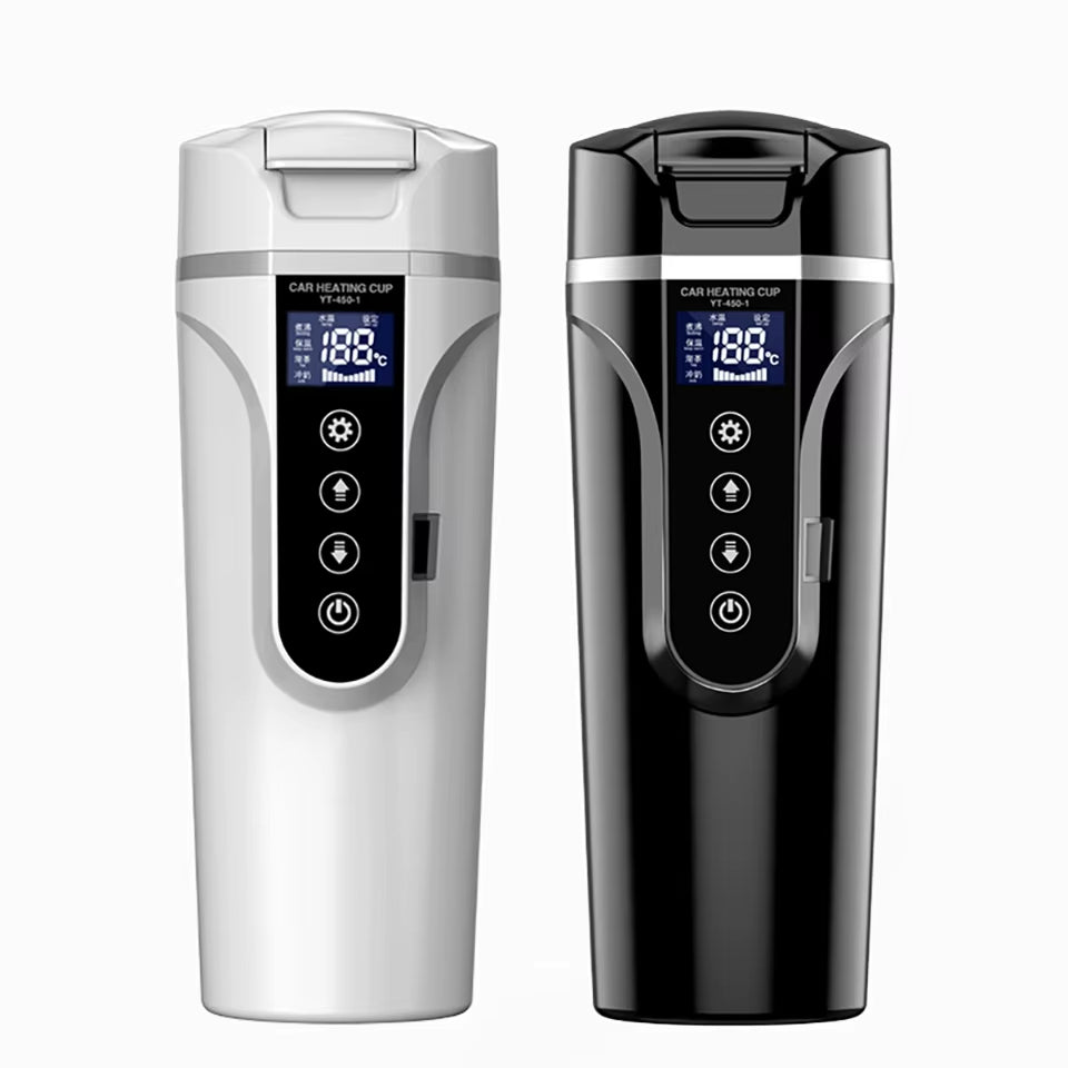 R31 450Ml Car Heating Cup 12V/24V Portable Electric Kettle Smart Touch Screen Thermal Mug Temperature Adjustable Car Heating Mug