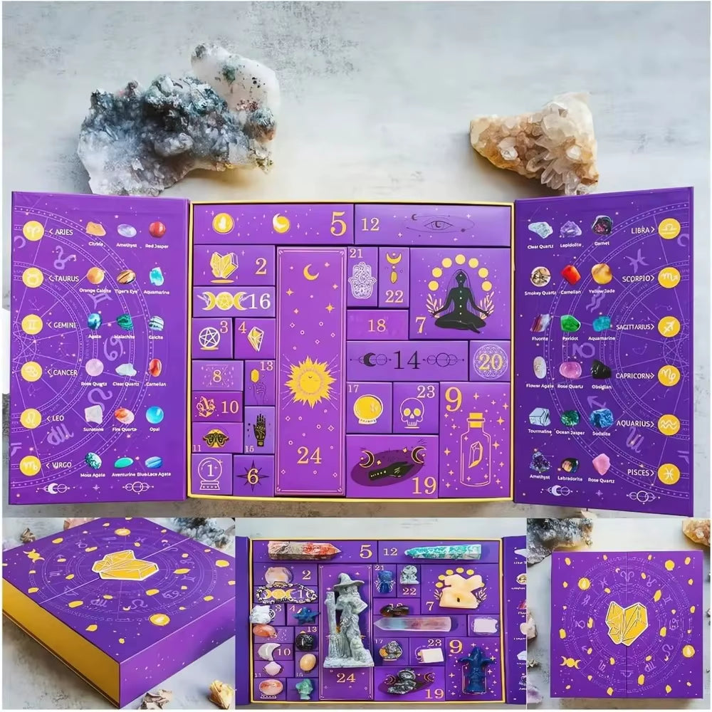 Reiki Crystal Halloween Countdown Gift Box 2025 Exquisite Crystals Stones Collection Halloween Decorations Indoor Halloween Gift