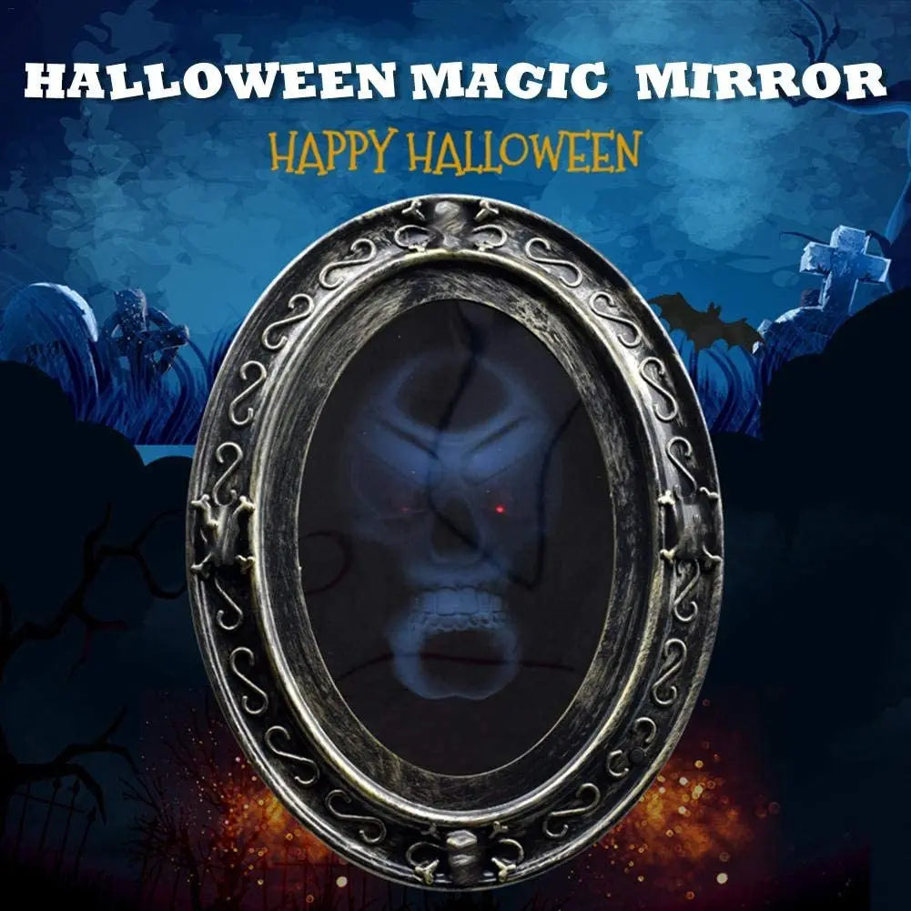 Haunted Mirror Motion Activated Scary Haunted Mirror with Creepy Sound-Luminous Portrait Halloween Prop Decoration