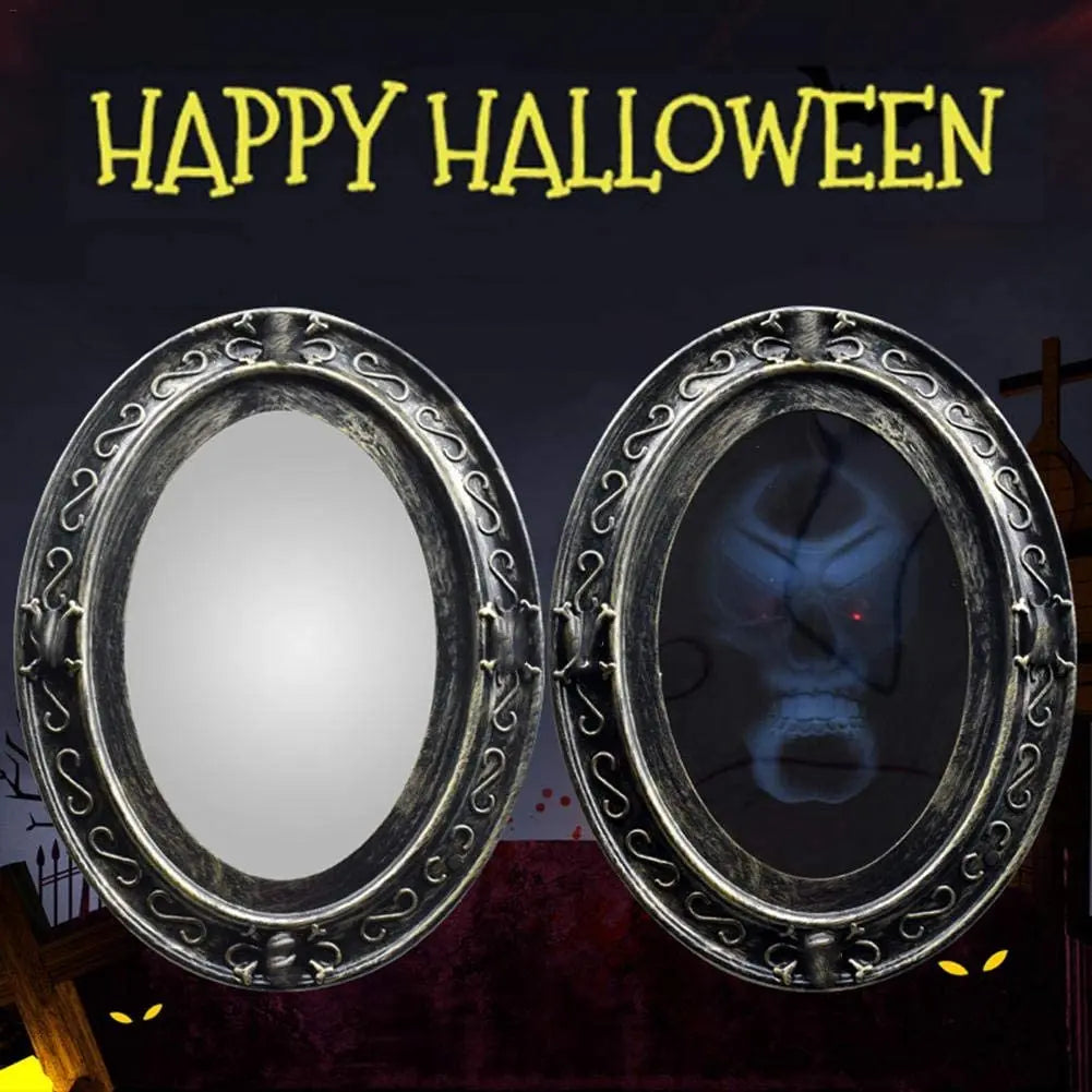 Haunted Mirror Motion Activated Scary Haunted Mirror with Creepy Sound-Luminous Portrait Halloween Prop Decoration