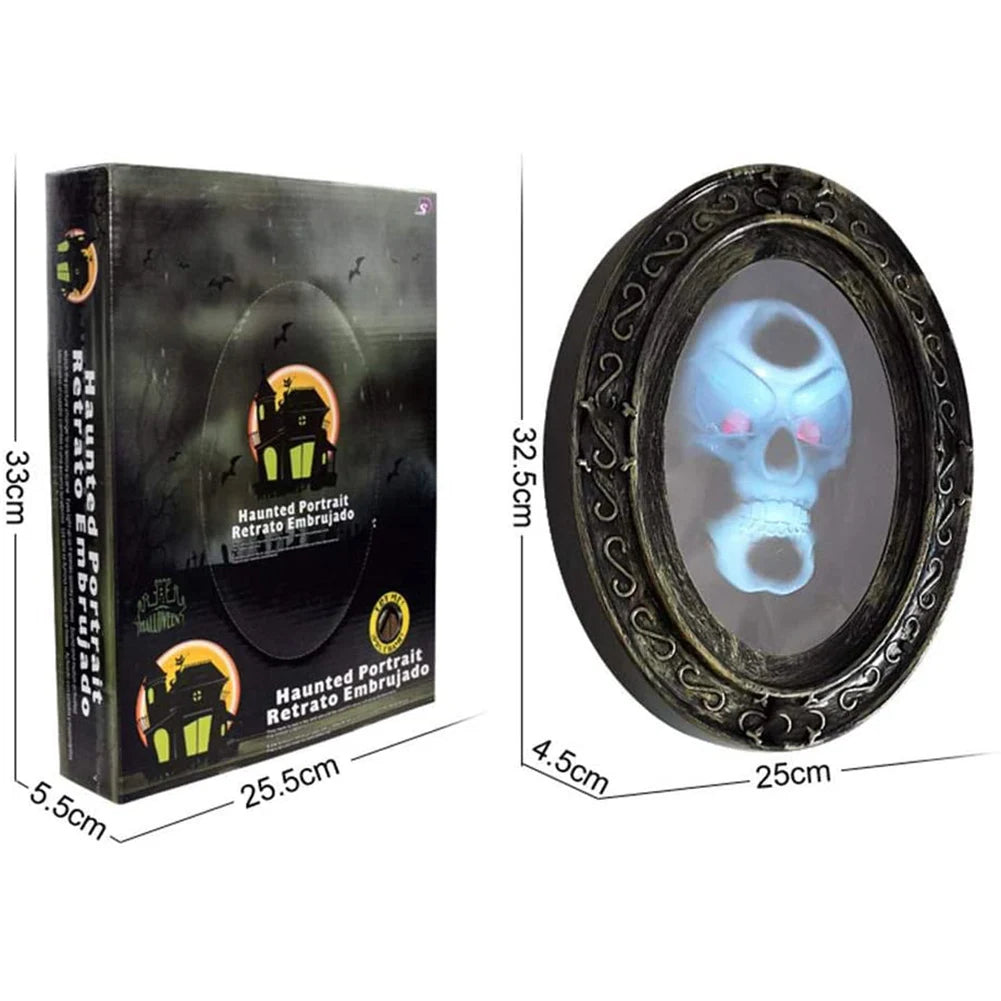 Haunted Mirror Motion Activated Scary Haunted Mirror with Creepy Sound-Luminous Portrait Halloween Prop Decoration